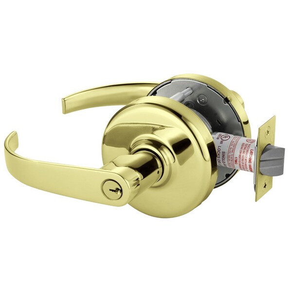 Grade 1 Entrance/Office Cylindrical Lock, Princeton Lever, Conventional Cylinder, Bright Brass Finis